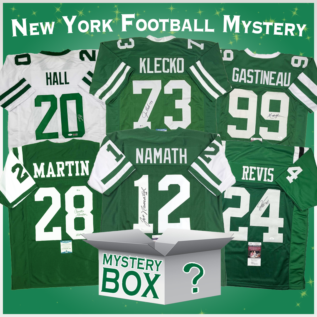 Caja misteriosa de camisetas de fútbol de Nueva York autografiadas/firmadas con PSA JSA o Beckett COA