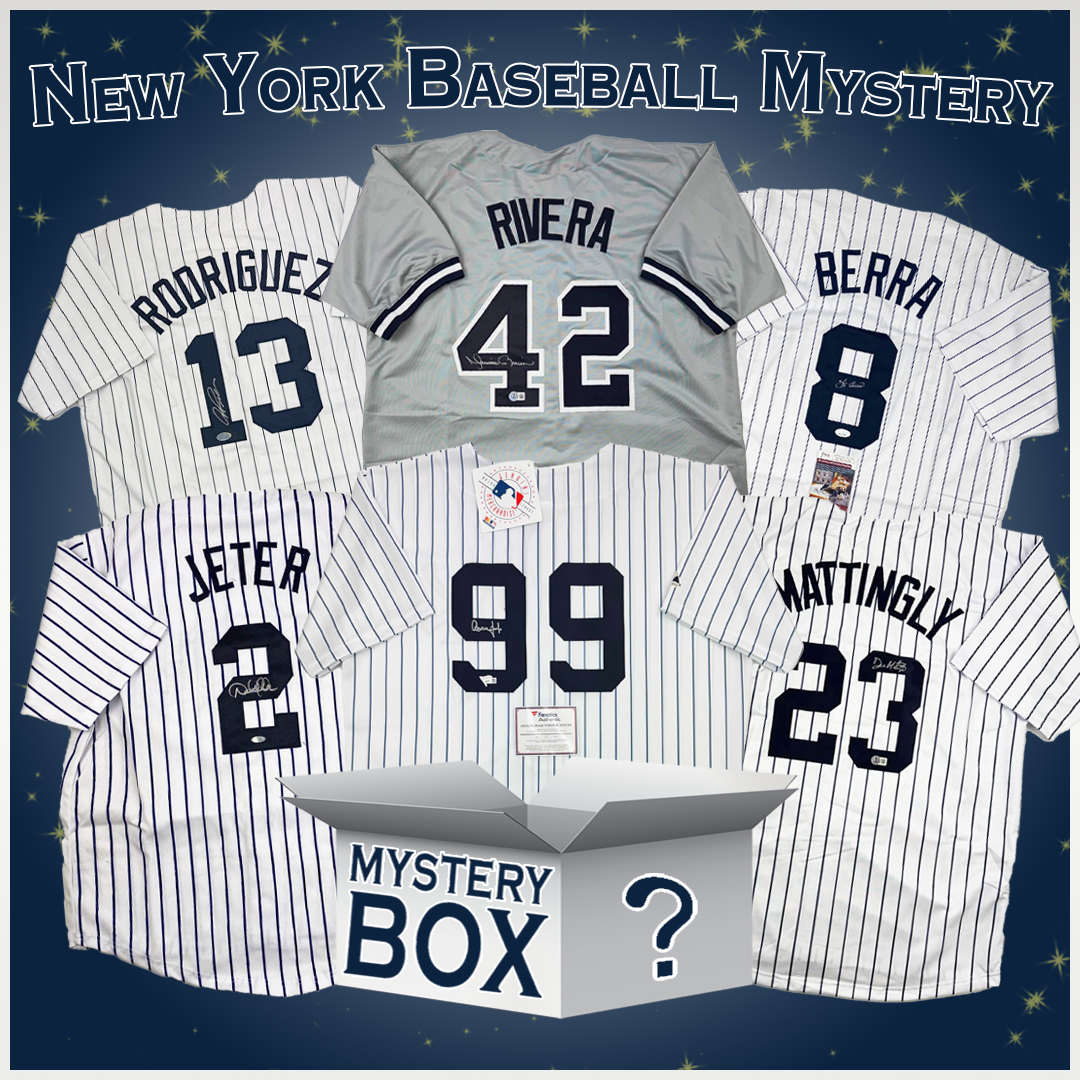 Caja misteriosa de camisetas de béisbol de Nueva York autografiadas/firmadas con PSA JSA o Beckett COA 