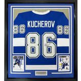 Enmarcado autografiado/firmado Nikita Kucherov 35x39 Tampa Bay Blue Hockey Jersey PSA/DNA COA