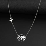 Stainless Steel Necklaces Airplane Globe Map Traveler Pendants Fashion - Lootquake