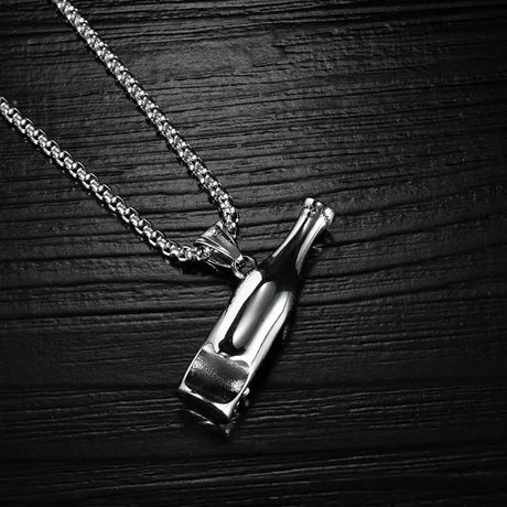 Men's Fashion Beer Bottle Bottle Opener Pendant Long Stainless Steel Necklace - Lootquake