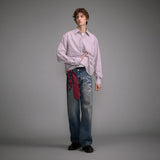 Washed Straight Jeans Men's Casual Long Pants - Lootquake