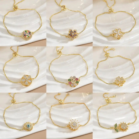 Simple Rotatable Flower Color-preserving Pure Copper Gold-plated Bracelet - Lootquake