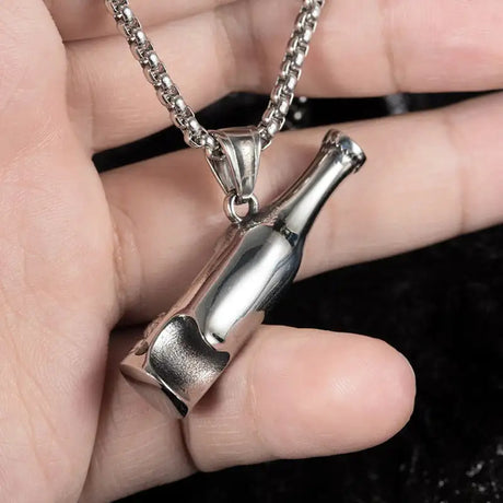 Men's Fashion Beer Bottle Bottle Opener Pendant Long Stainless Steel Necklace - Lootquake