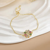 Simple Rotatable Flower Color-preserving Pure Copper Gold-plated Bracelet - Lootquake