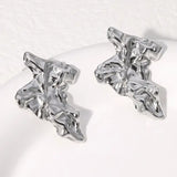 Pendientes de acero inoxidable de temperamento simple con baño de oro de 18 quilates que no se decoloran