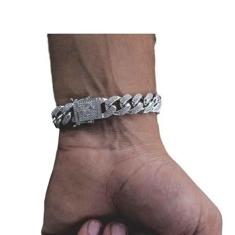 Simple Fashion And Fully-jewelled Cuban Ins Style Hip Hop Geometric Bracelet - Lootquake
