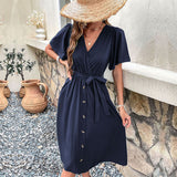 Commuters' Best Selling Bell Sleeve Waist Tie Dress