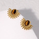 Pendientes de acero inoxidable de temperamento simple con baño de oro de 18 quilates que no se decoloran