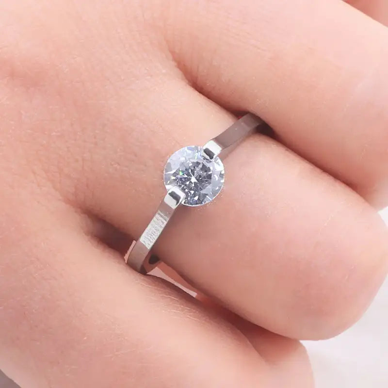 Fashion Diamond Ring Titanium Steel Ornament Simple Female Niche Jewelry Stainless Steel - Lootquake