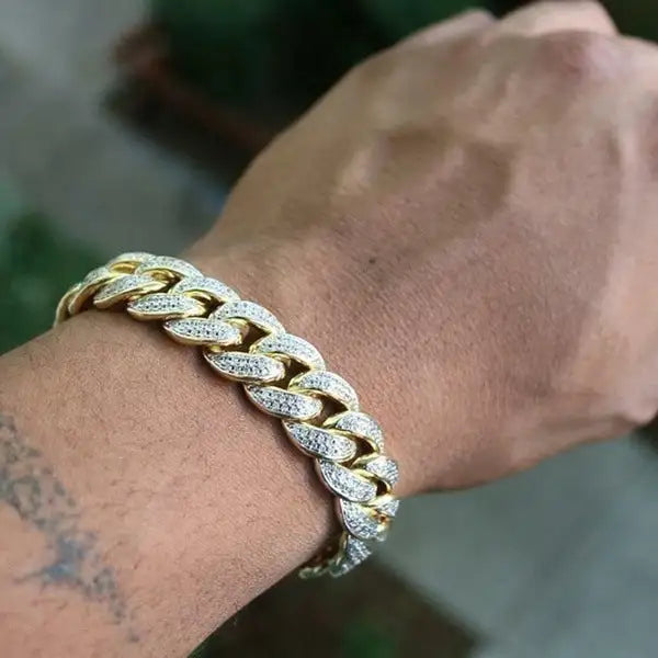 Simple Fashion And Fully-jewelled Cuban Ins Style Hip Hop Geometric Bracelet - Lootquake
