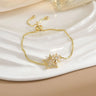 Pulsera sencilla de cobre puro chapada en oro con flores giratorias que conserva el color