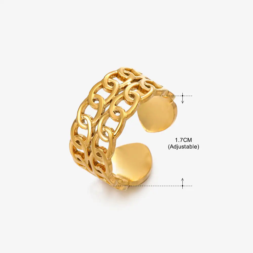 Anillo de acero inoxidable con forma de moda retro para mujer
