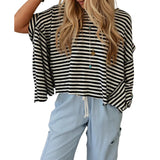 Round Neck Striped Printed T-Shirt