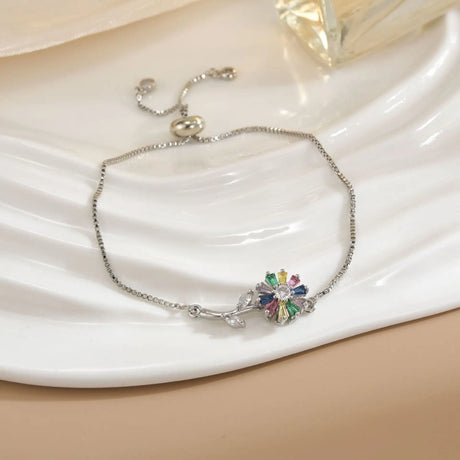 Simple Rotatable Flower Color-preserving Pure Copper Gold-plated Bracelet - Lootquake