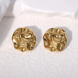 Pendientes de acero inoxidable de temperamento simple con baño de oro de 18 quilates que no se decoloran