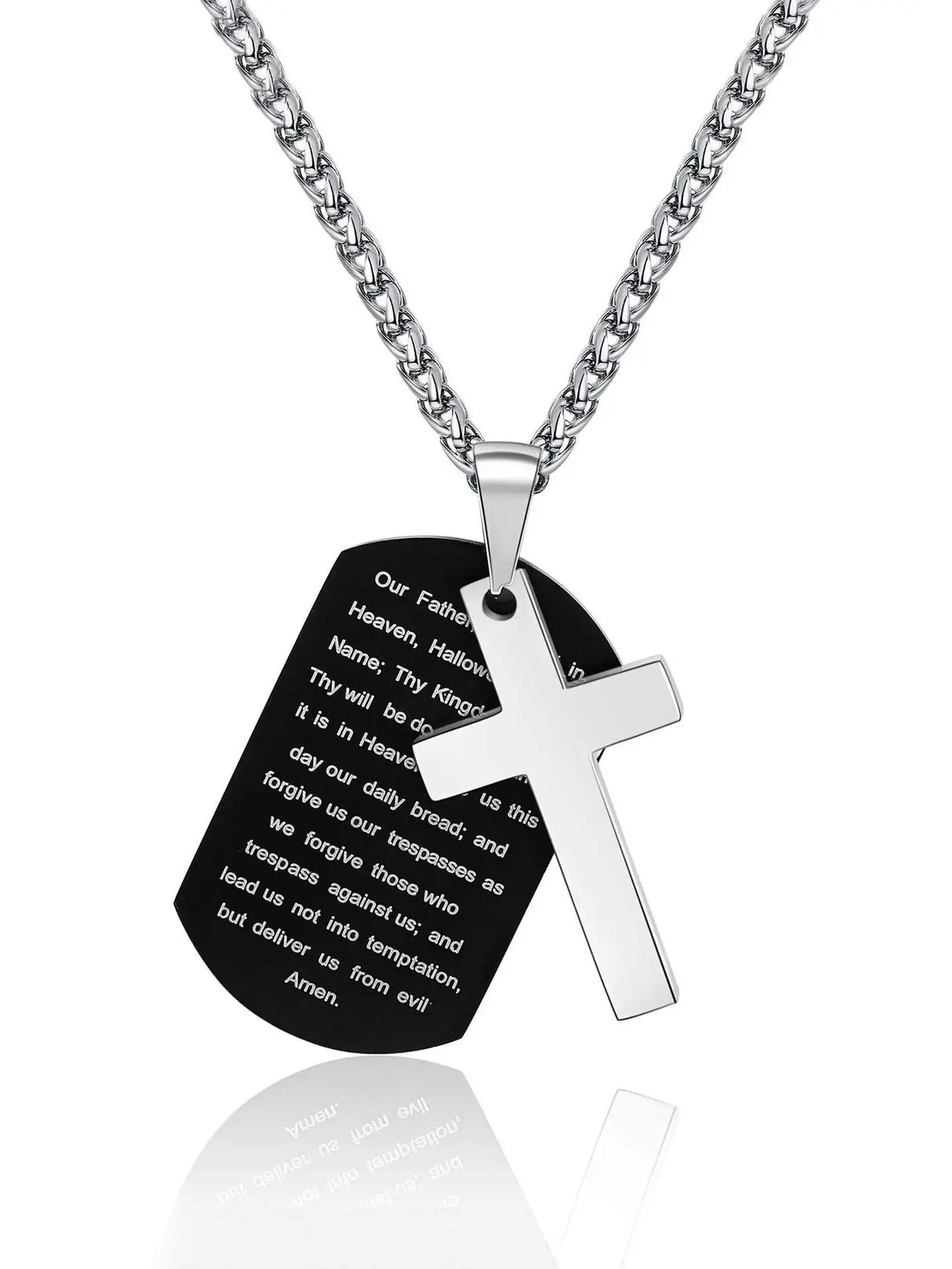 Men's Stainless Steel Scripture Cross Necklace - Lootquake