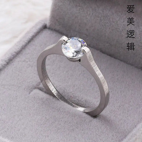 Fashion Diamond Ring Titanium Steel Ornament Simple Female Niche Jewelry Stainless Steel - Lootquake
