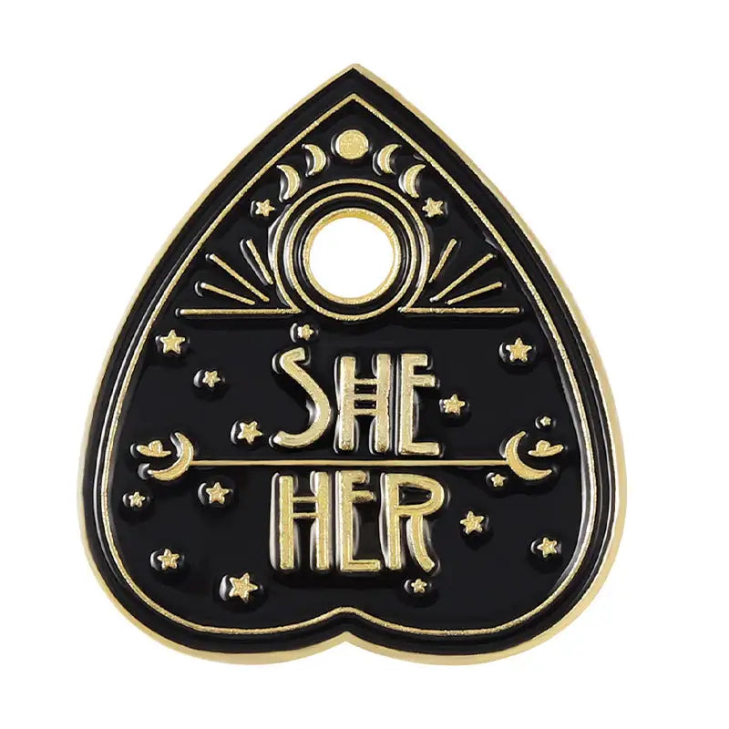 Retro English Letter SHE Cartoon Paint Brooch - Lootquake