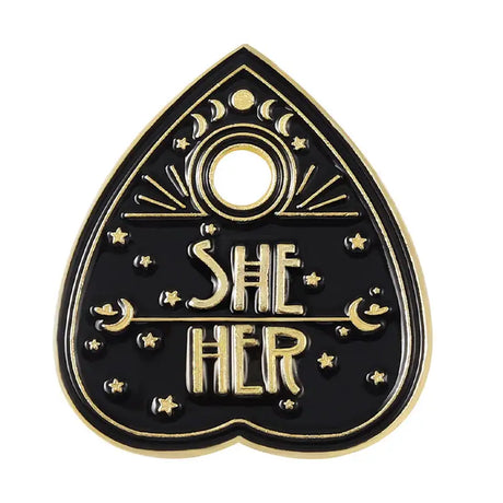 Retro English Letter SHE Cartoon Paint Brooch - Lootquake
