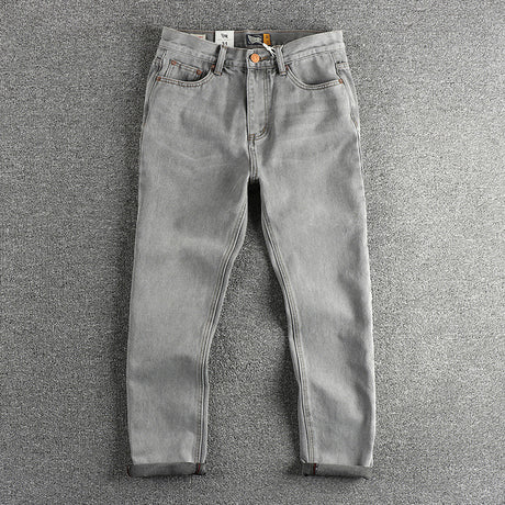 Retro Washed Distressed Cement Gray Jeans For Men - Lootquake