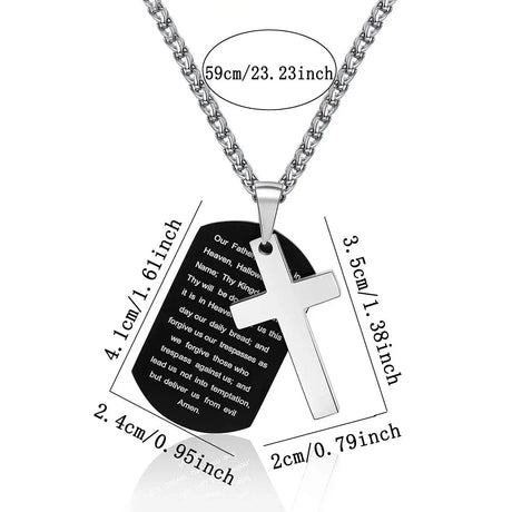 Men's Stainless Steel Scripture Cross Necklace - Lootquake