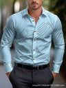 Business Men's Diagonal Striped Shirt Casual Plus Size - Lootquake