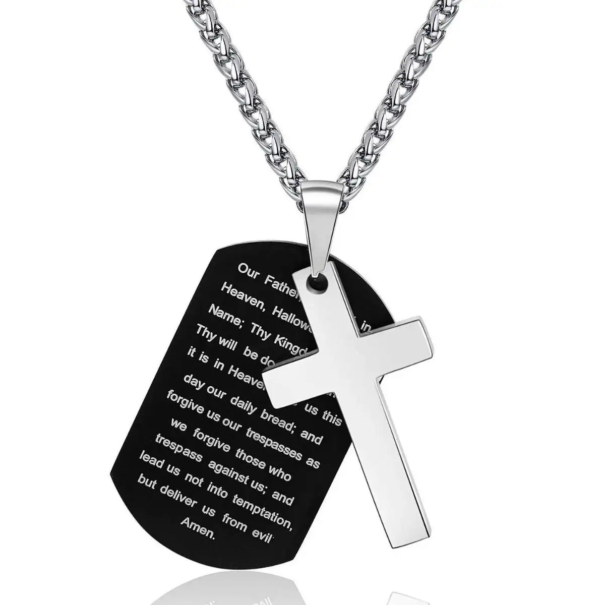 Men's Stainless Steel Scripture Cross Necklace - Lootquake