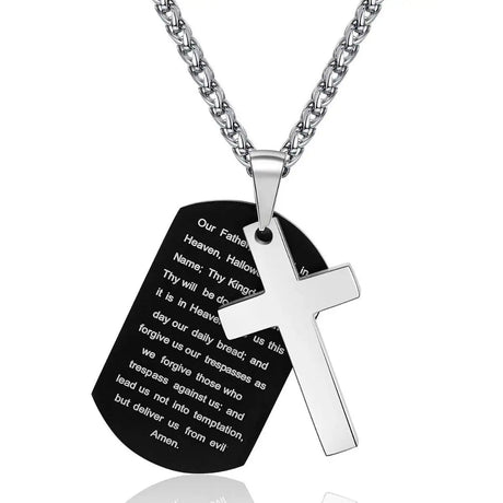 Men's Stainless Steel Scripture Cross Necklace - Lootquake