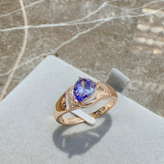 Rose Gold Zircon Ring Vintage Jewelry - Lootquake