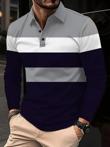 Men's Button Casual Slim Lapel 3D Printed Long Sleeve - Lootquake