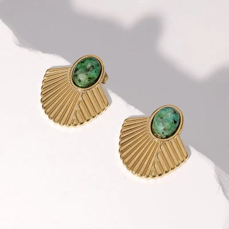 Pendientes de acero inoxidable de temperamento simple con baño de oro de 18 quilates que no se decoloran