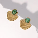Pendientes de acero inoxidable de temperamento simple con baño de oro de 18 quilates que no se decoloran