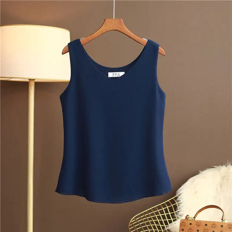 Original New Arrival 2024 Summer Fashion Brand Sleeveless Top Women's Chiffon Shirt Loose Plus Size Show Clothing Shirt Blouse - Lootquake