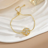 Simple Rotatable Flower Color-preserving Pure Copper Gold-plated Bracelet - Lootquake