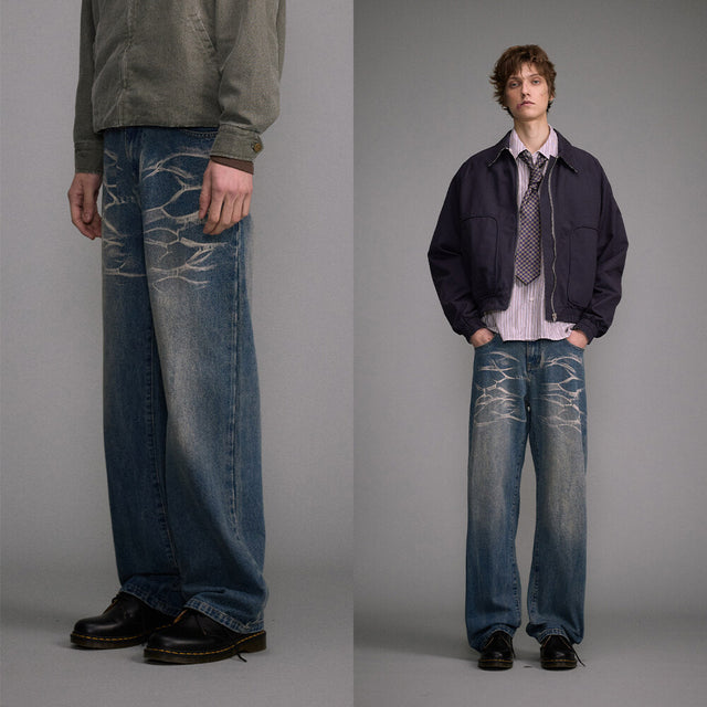 Washed Straight Jeans Men's Casual Long Pants - Lootquake