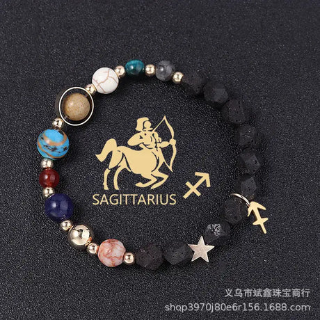 Natural Volcanic Rock Twelve Constellations Bracelets Fashion European And American Style - Lootquake