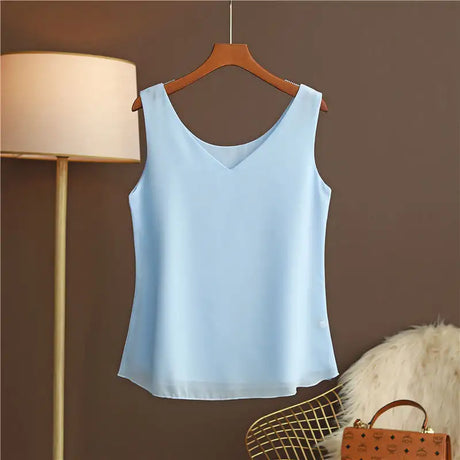 Original New Arrival 2024 Summer Fashion Brand Sleeveless Top Women's Chiffon Shirt Loose Plus Size Show Clothing Shirt Blouse - Lootquake
