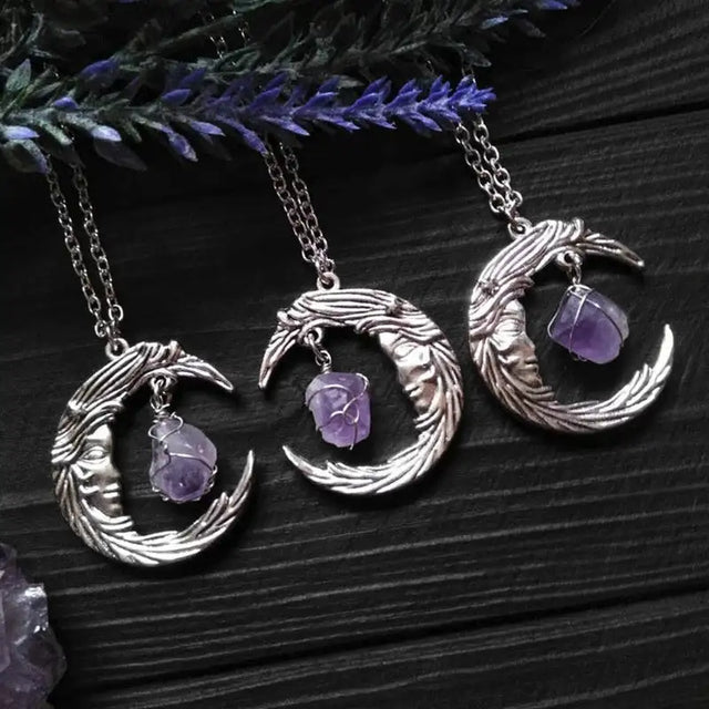 Personality Wild Moon Quartz Stone Crystal Pendant Necklace - Lootquake