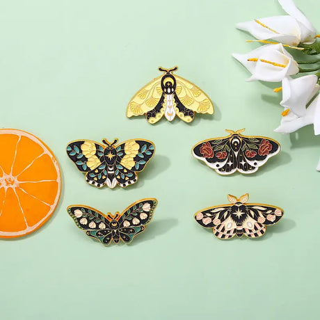 Cartoon Cute Moth Butterfly Insect Golden M Badge Biology Subject Student Bag Ornament Brooch Accessories - Lootquake