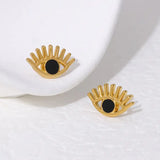 Pendientes de acero inoxidable de temperamento simple con baño de oro de 18 quilates que no se decoloran