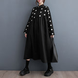 New Loose Plus Size Lace Printed Mid-length Artistic Retro Dress