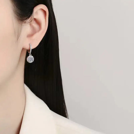 Diamond S925 Sterling Silver Round Bag Earrings - Lootquake