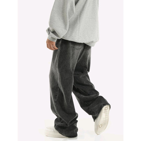 Vintage Smoky Gray Elastic Waist Jeans For Men And Women - Lootquake
