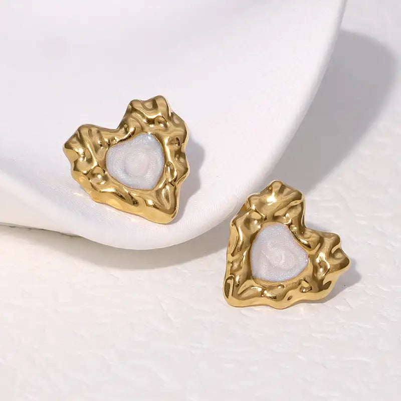 Pendientes de acero inoxidable de temperamento simple con baño de oro de 18 quilates que no se decoloran