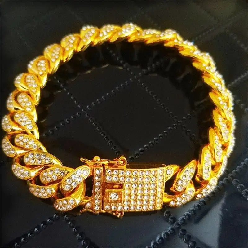 Simple Fashion And Fully-jewelled Cuban Ins Style Hip Hop Geometric Bracelet - Lootquake