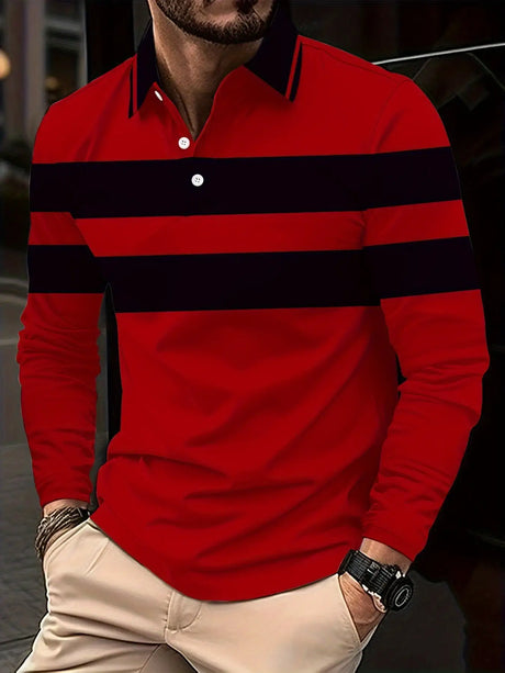 Men's Button Casual Slim Lapel 3D Printed Long Sleeve - Lootquake