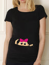 Maternity Shirt Maternity Cute Baby Printed O-Neck