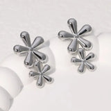 Pendientes de acero inoxidable de temperamento simple con baño de oro de 18 quilates que no se decoloran