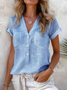 Solid Color Button Fashion Short Sleeve